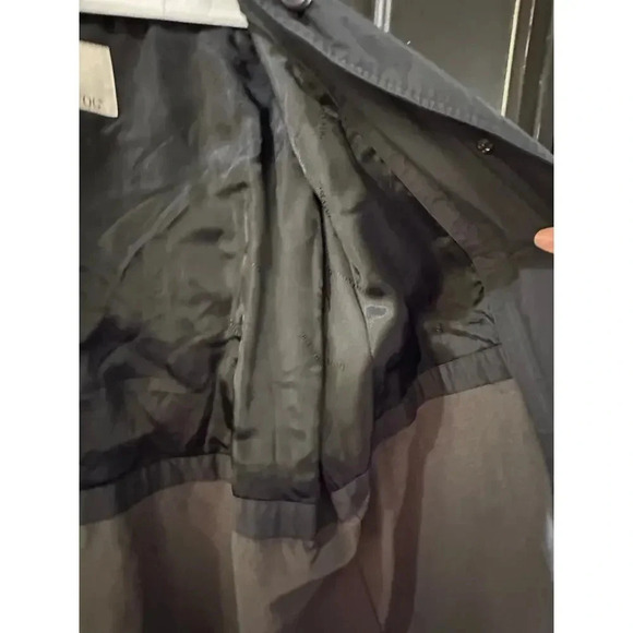 London Fog Black Button Front Hooded Long Regular Fit Trench Coat Size 14 - Picture 7 of 10